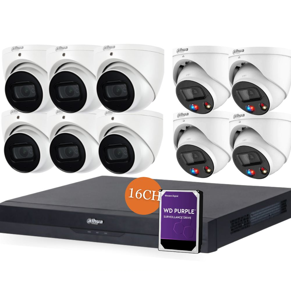 Dahua TiOC x 3X66 Security System: 4x TiOCs + 6x 6MP AI Cams, 16CH WizSense NVR + HDD