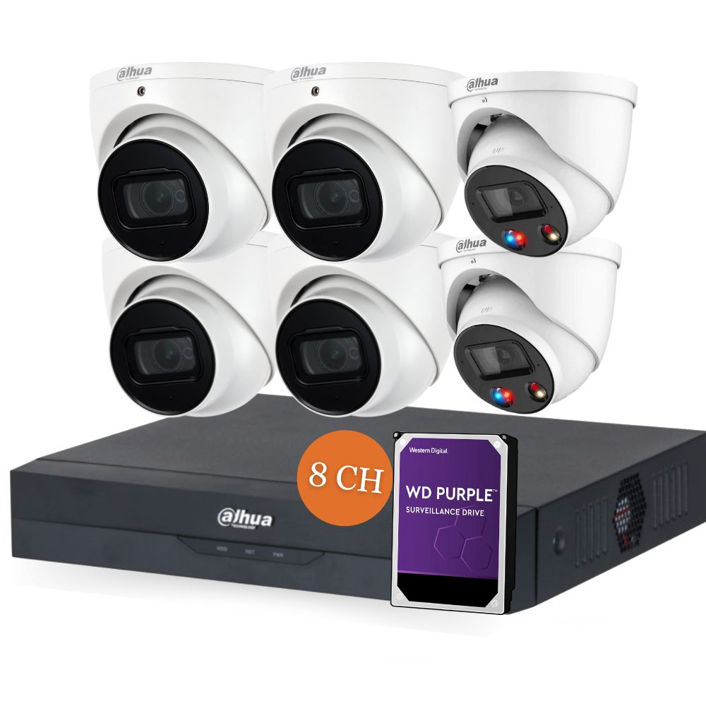 Dahua TiOC x 3X66 Security System: 2x TiOCs + 4x 6MP AI Cams, 8CH WizSense NVR + HDD