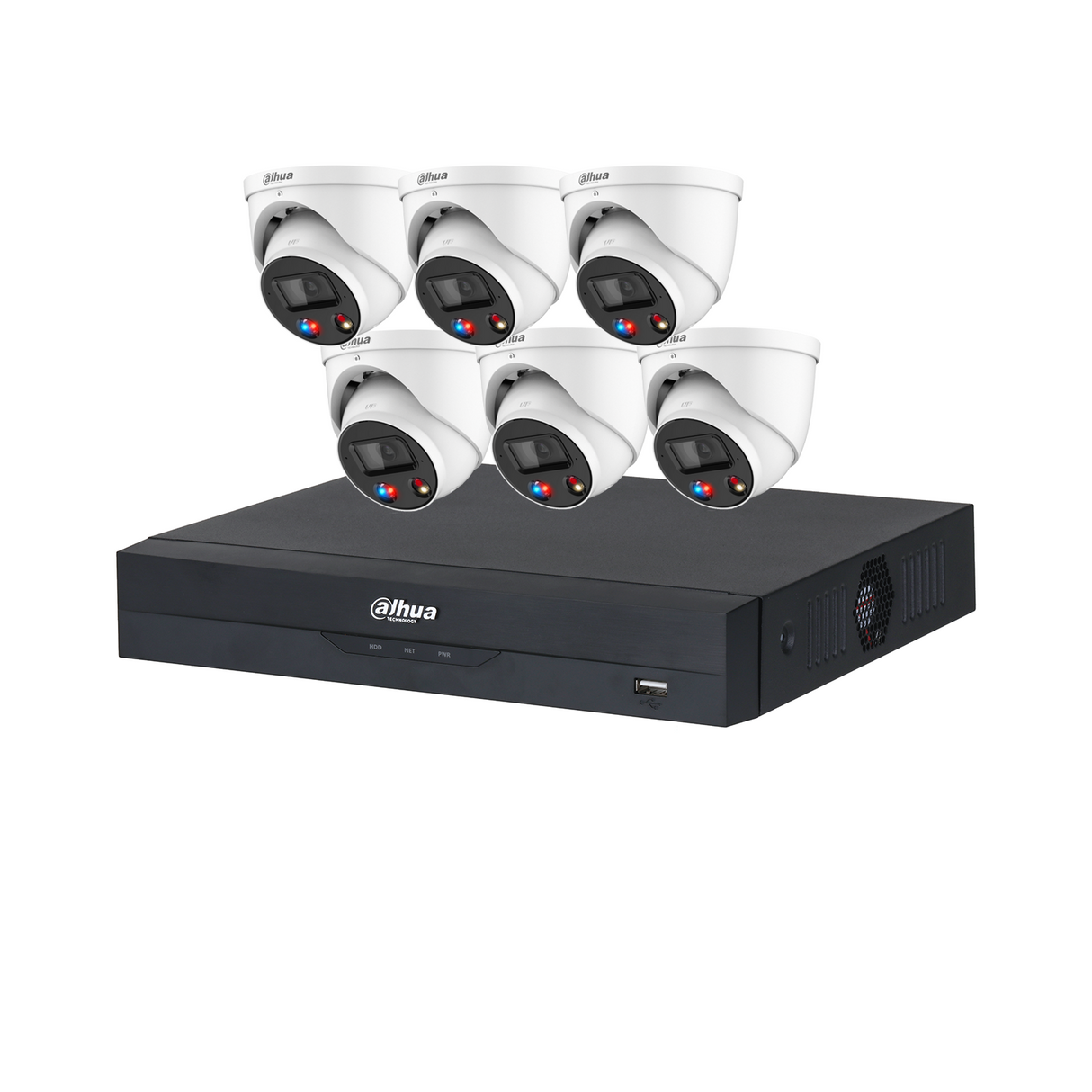 Dahua WizSense 6 Camera Kit: 6x 6MP TiOC Turret, 8Ch AI NVR - K6086TIOC