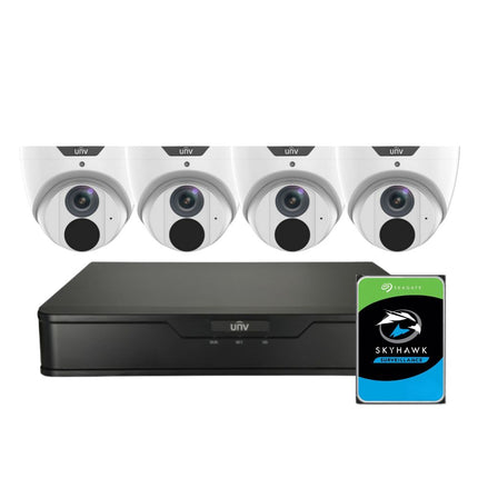 Uniview LightHunter Security System: 4x 6MP Turret Cams, 4CH 4K NVR + HDD