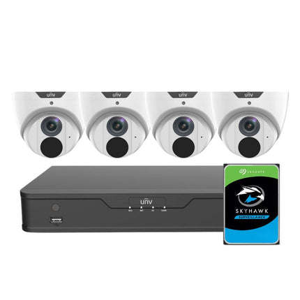 Uniview LightHunter Security System: 4x 6MP Turret Cams, 4CH 4K NVR + HDD