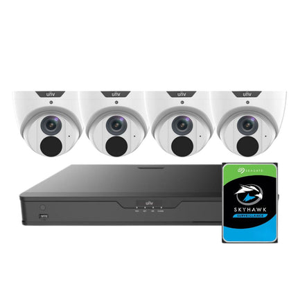 Uniview LightHunter Security System: 4x 8MP Turret Cams, 4CH 4K NVR + HDD