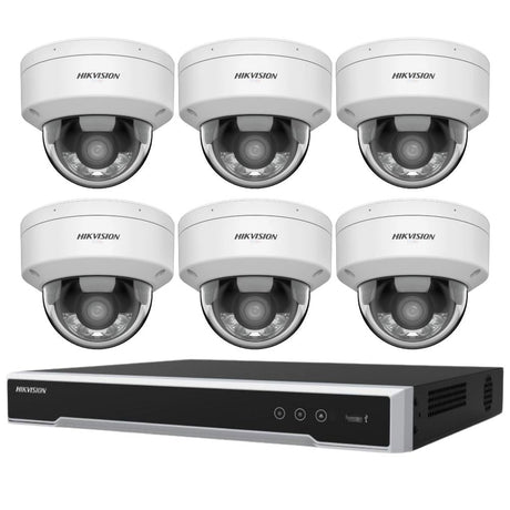 Hikvision Security Kit: 6x 6MP Dome, Smart Hybrid, ColorVu, 4CH NVR, HDD - HK-H6