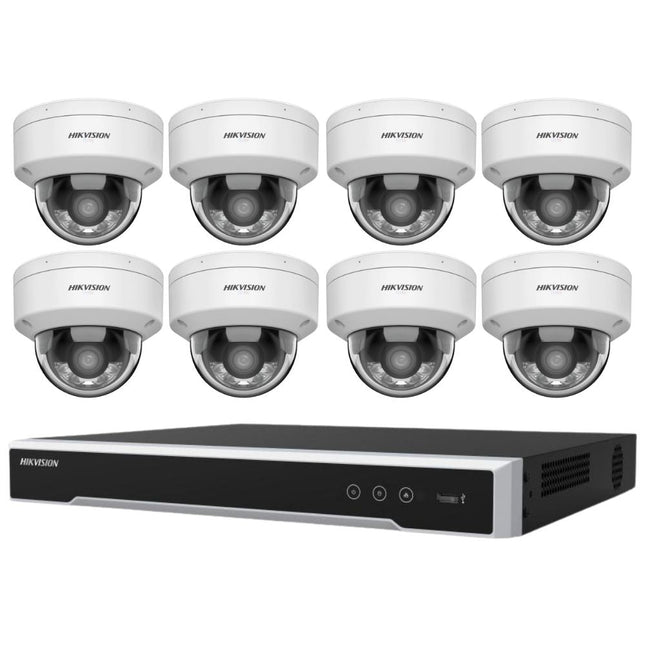 Hikvision Security Kit: 8x 6MP Dome, Smart Hybrid, ColorVu, 4CH NVR, HDD - HK-H8