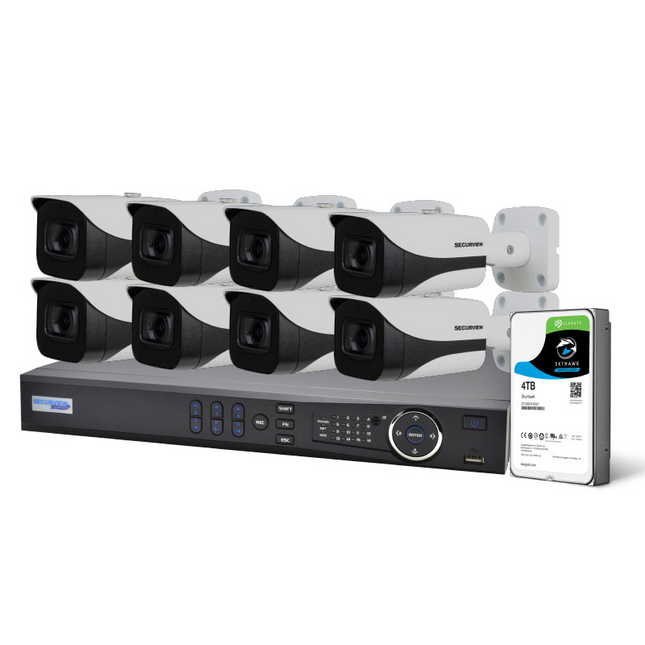 Securview Professional 16 Channel 8.0MP HDCVI Surveillance Kit (8 x Fixed Cameras, 4TB HDD)