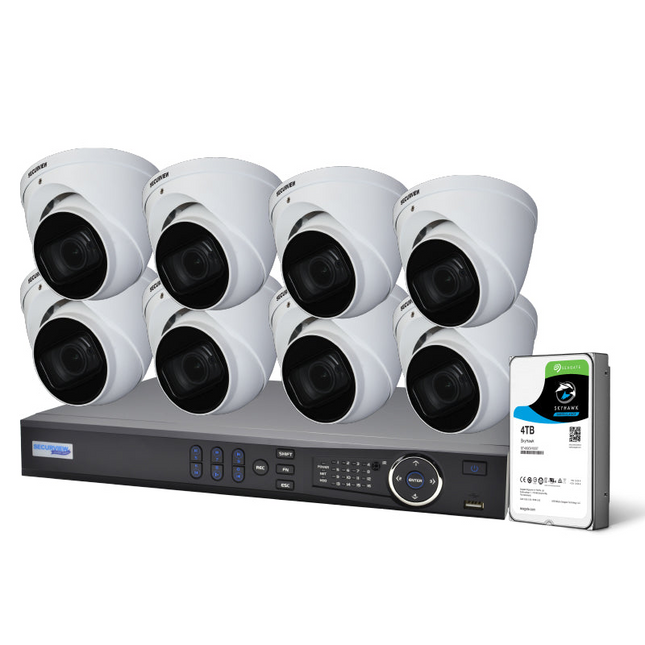 Securview Professional 16 Channel 8.0MP HDCVI Surveillance Kit (8 x Motorised Cameras, 4TB HDD)