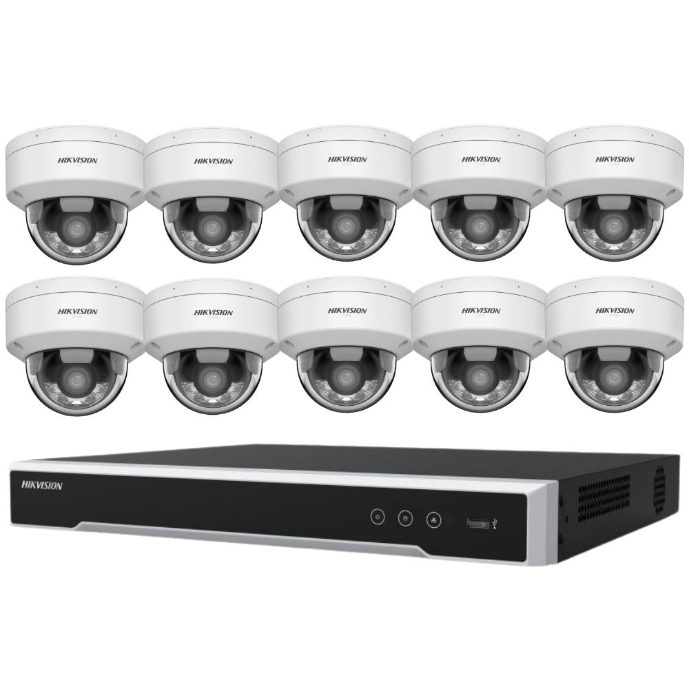 Hikvision Security Kit: 10x 6MP Dome, Smart Hybrid, ColorVu, 4CH NVR, HDD - HK-H10