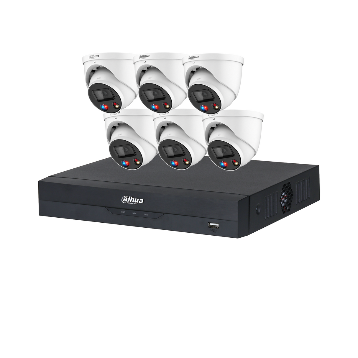 Dahua WizSense 6 Camera Kit: 6x 8MP TiOC Turret, 8Ch AI NVR - K8086TIOC