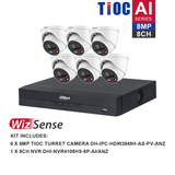 Dahua WizSense 6 Camera Kit: 6x 8MP TiOC Turret, 8Ch AI NVR - K8086TIOC