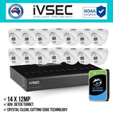 IVSEC Security Kit: 14x 12MP Adv. Deter Turret, 3.6mm, 16CH NVR, HDD