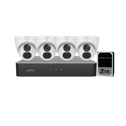 Uniarch 6MP 4CH Kit with 4 x Turret Cameras - 6044T2T