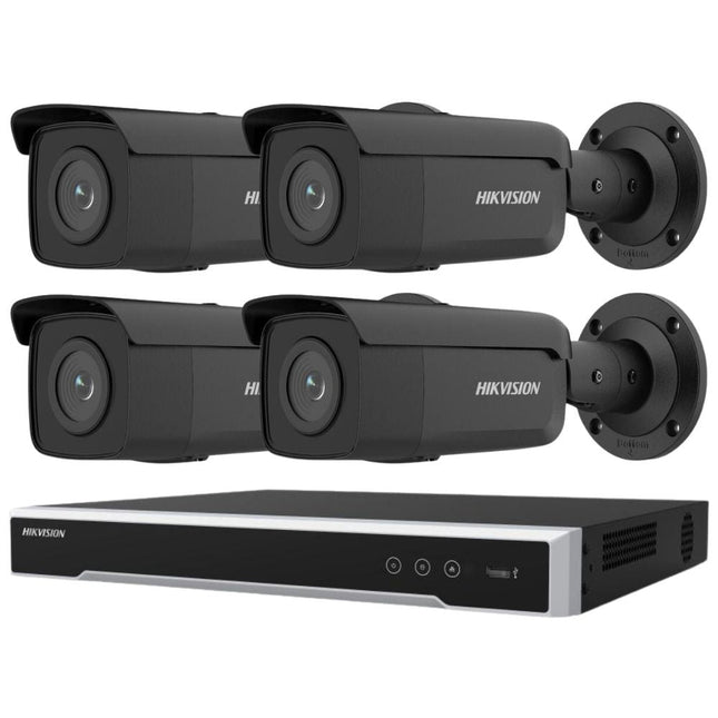 Hikvision Security Kit: 4x 6MP Black Bullet, Acusense, 4CH NVR, HDD - HK-J4