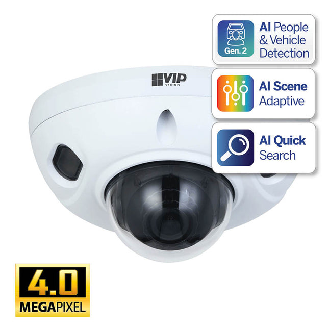 VIP Vision Professional AI Series 4.0MP Fixed Wedge Dome