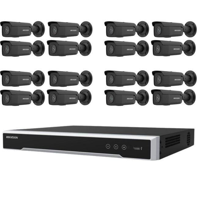 Hikvision Security Kit: 16x 6MP Black Bullet, Acusense, 4CH NVR, HDD - HK-J16