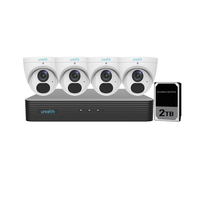 Uniarch 8MP 4CH Kit with 4 x Turret Cameras - 8044T2T