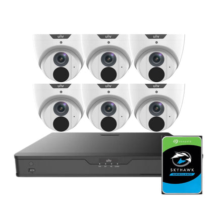 Uniview LightHunter Security System: 6x 8MP Turret Cams, 8CH 4K NVR + HDD