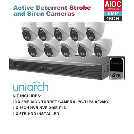 Uniarch K81610AIOC 8MP 16CH AIOC with 10 x AIOC Cameras