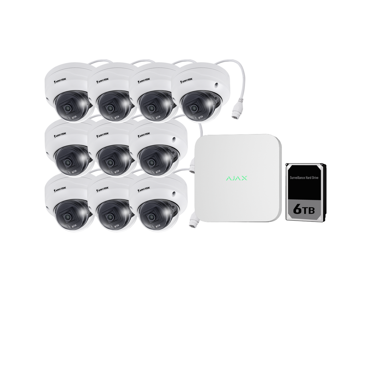 Ajax 16CH White NVR Vivotek 5MP Fixed Dome Kit - KIT-AJAX-5MP16106D-W