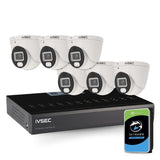 IVSEC Security Kit: 6x 8MP Adv. Deter Turret, Full-Colour, 8CH NVR, HDD