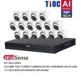 Dahua WizSense 16 Camera Kit: 16x 8MP TiOC Turret, 16Ch AI NVR - K81616TIOC