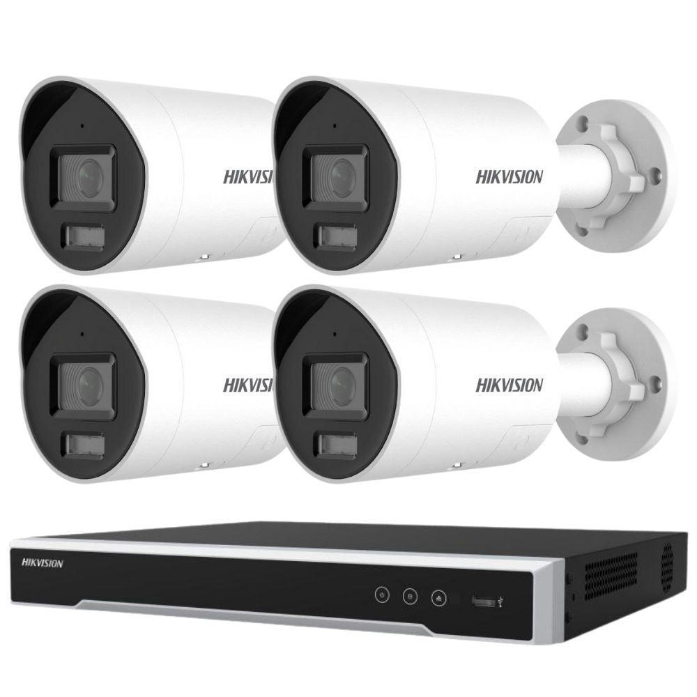 Hikvision Security Kit: 4x 8MP Bullet, Smart Hybrid, ColorVu, Liveguard, 4CH NVR, HDD - HK-V4