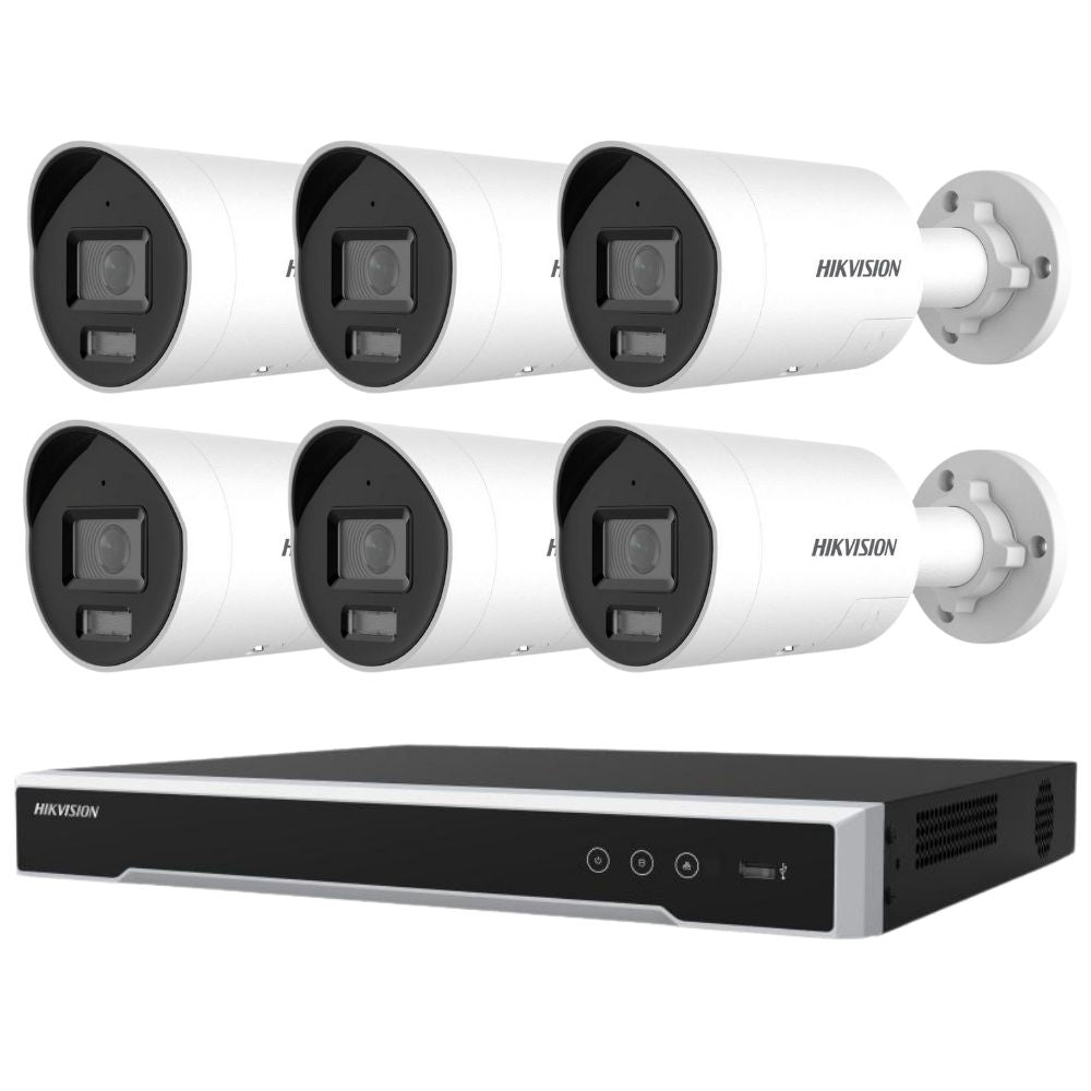 Hikvision Security Kit: 6x 8MP Bullet, Smart Hybrid, ColorVu, Liveguard, 4CH NVR, HDD - HK-V6