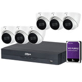 Dahua 8-Channel Security Kit: 16MP WizSense AI NVR, 6 X 5MP Lite Turret, Starlight, SMD