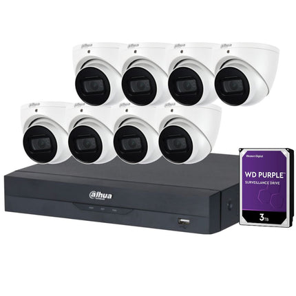 Dahua 8-Channel Security Kit: 16MP WizSense AI NVR, 8 X 5MP Lite Turret, Starlight, SMD