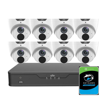 Uniview LightHunter Security System: 8x 8MP Turret Cams, 8CH 4K NVR + HDD