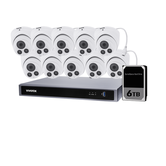 Vivotek 6 Camera Kit: 6x 5MP Dome, 8CH AI NVR, 4TB HDD