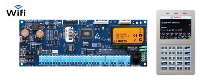 Bosch BOSCC610GWF-2 Solution 6000 Hardwired Alarm Panel PCB (Cc610Pb) + White WiFi Keypad (Cp737B) Tamper Alphanum LCD 144 Zone Touch Tone and Backlit Keys