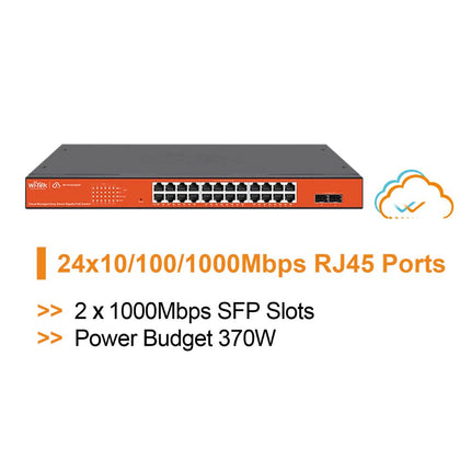 Wi-Tek Cloud Easy Smart 24 Ports PoE Switch-WI-PCES326GF