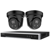 Hikvision Security Kit: 2x 8MP Black Turret, Acusense, 4CH NVR, HDD - HK-O2