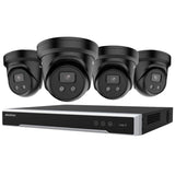 Hikvision Security Kit: 4x 6MP Black Turret, Acusense, Liveguard, 4CH NVR, HDD - HK-E4