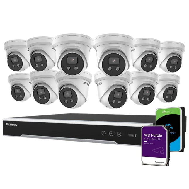 Hikvision Security Kit: 12x 6MP Turret, Acusense, Liveguard, 4CH NVR, HDD - HK-D12