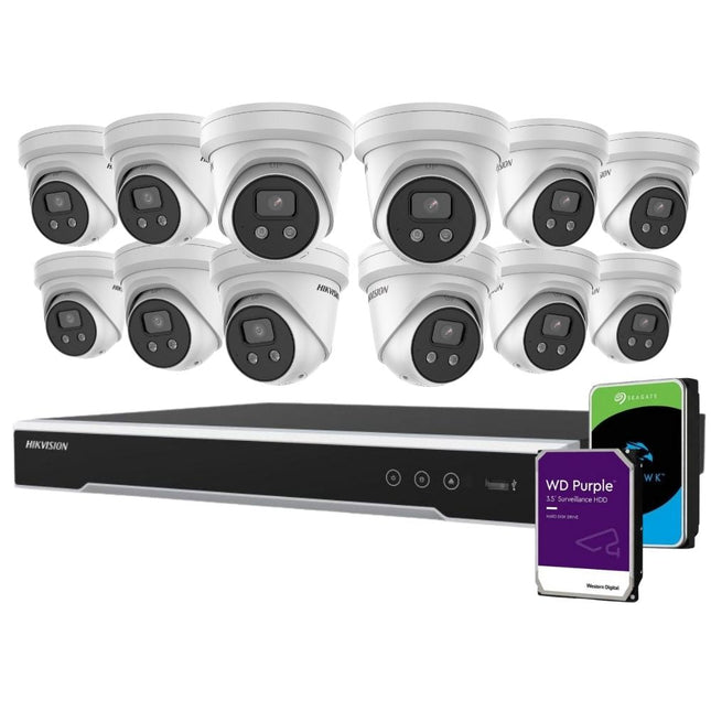 Hikvision Security Kit: 12x 8MP Turret, Acusense, Liveguard, 4CH NVR, HDD - HK-R12