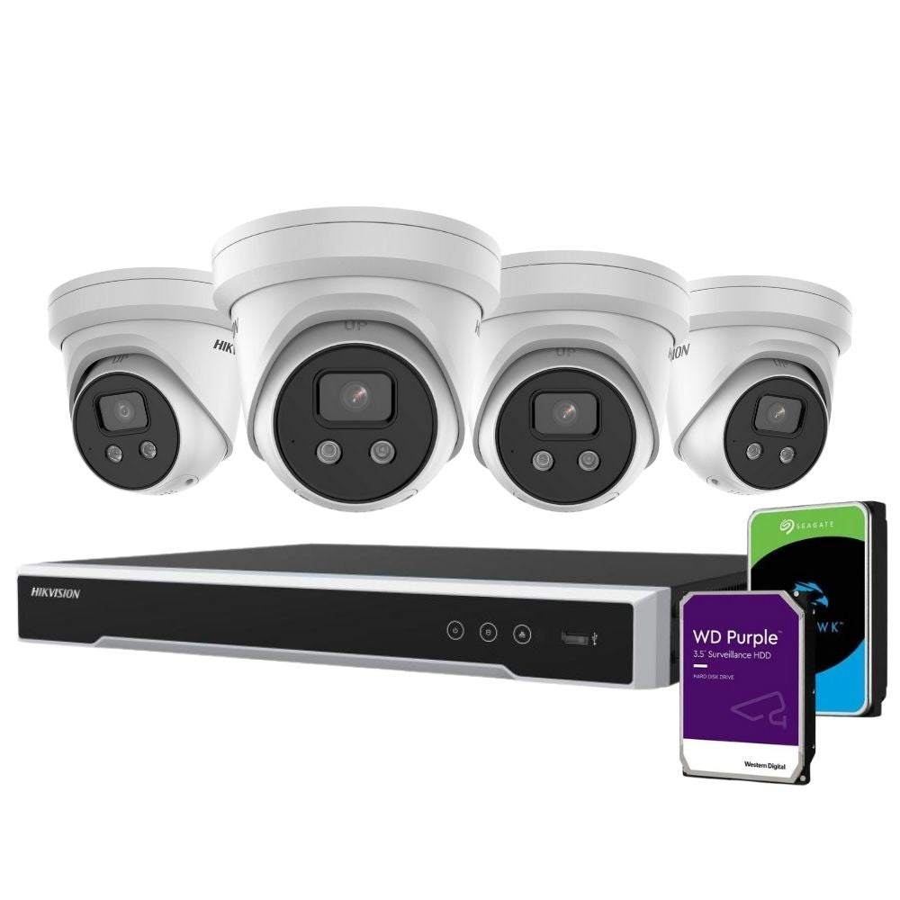 Hikvision Security Kit: 4x 6MP Turret, Acusense, 4CH NVR, HDD - HK-A4