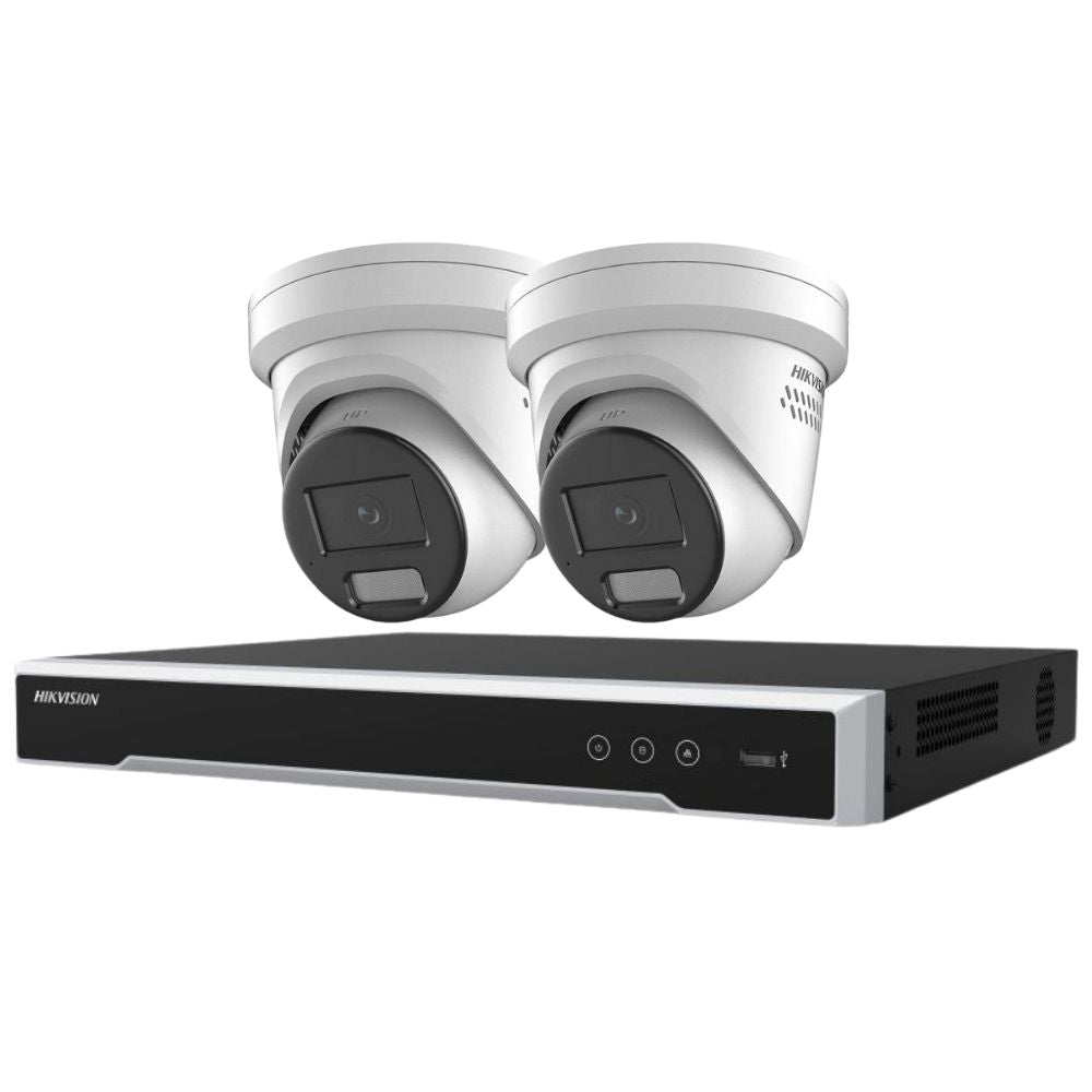 Hikvision Security Kit: 2x 8MP Turret, Smart Hybrid, ColorVu, Liveguard, 4CH NVR, HDD - HK-P2