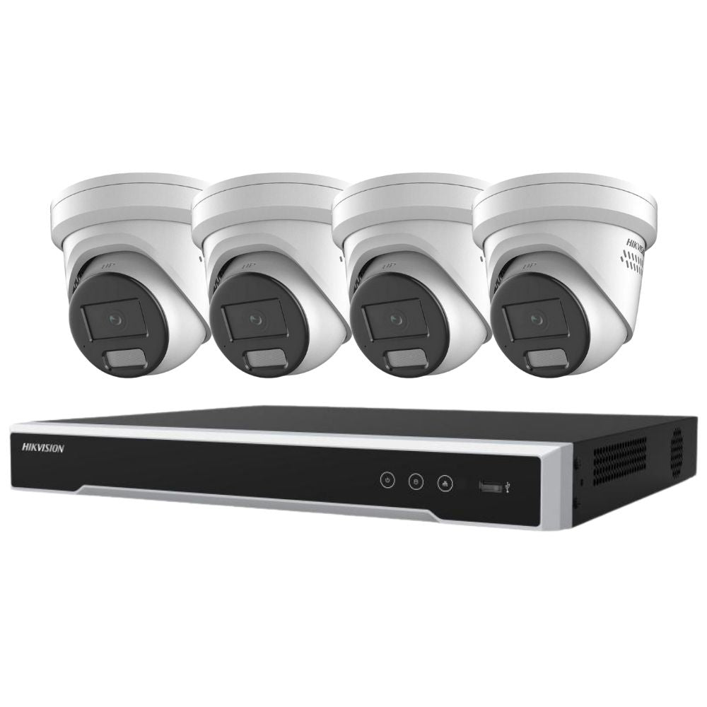 Hikvision Security Kit: 4x 8MP Turret, Smart Hybrid, ColorVu, Liveguard, 4CH NVR, HDD - HK-P4