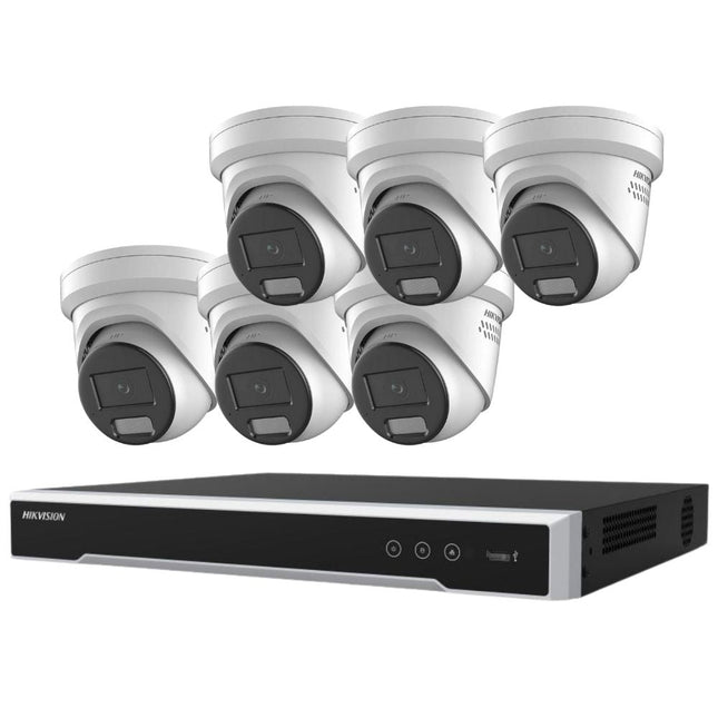 Hikvision Security Kit: 6x 6MP Turret, Smart Hybrid, ColorVu, Liveguard, 4CH NVR, HDD - HK-B6