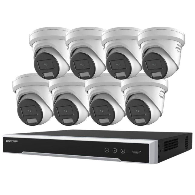 Hikvision Security Kit: 8x 6MP Turret, Smart Hybrid, ColorVu, Liveguard, 4CH NVR, HDD - HK-B8