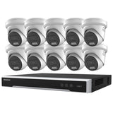 Hikvision Security Kit: 10x 6MP Turret, Smart Hybrid, ColorVu, Liveguard, 4CH NVR, HDD - HK-B10