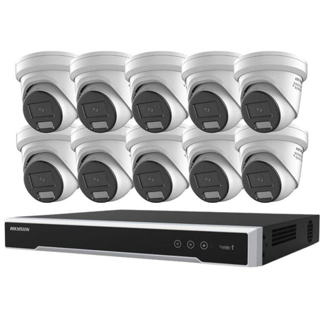 Hikvision Security Kit: 10x 8MP Turret, Smart Hybrid, ColorVu, Liveguard, 4CH NVR, HDD - HK-P10