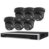 Hikvision Security Kit: 6x 8MP Black Turret, Smart Hybrid, ColorVu, Liveguard, 4CH NVR, HDD - HK-Q6