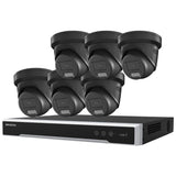 Hikvision Security Kit: 6x 6MP Black Turret, Smart Hybrid, ColorVu, Liveguard, 4CH NVR, HDD - HK-C6