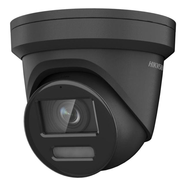 Hikvision DS-2CD2387G2-LSU/SL-2-BLACK 8MP ColorVu Turret, White Light, AcuSense, Built-in Mic, Speaker, Strobe Light, 2.8mm, Black (2387)