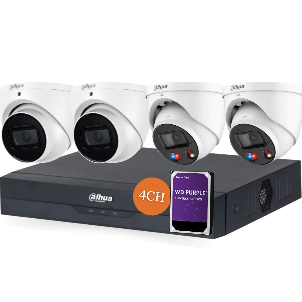 Dahua TiOC x 3X66 Security System: 2x TiOCs + 2x 6MP AI Cams, 4CH WizSense NVR + HDD