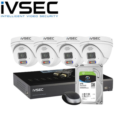 IVSEC 8 Channel Security Kits: 12MP NVR, 4 X 5MP Turret, 2TB HDD - IVK-29