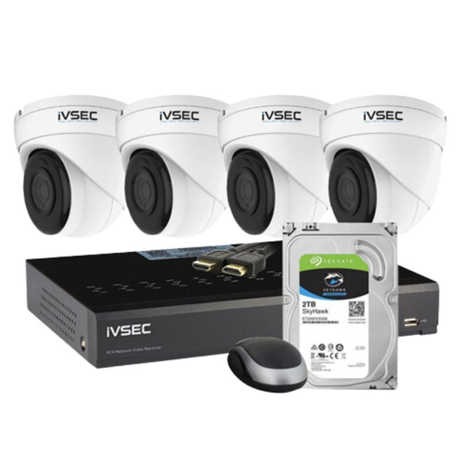 IVSEC 8 Channel Security Kits: 12MP NVR, 4 X 12MP Turret, 2TB HDD - IVK-54