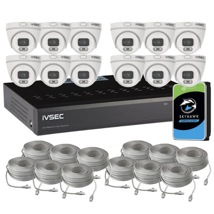 IVSEC Security System: 12x 4MP Turrets, 16-Channel 12MP NVR, SMD